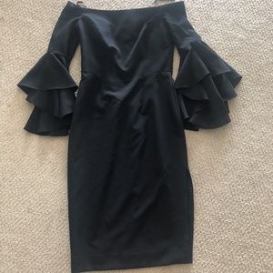MILLY-Black Off the Shoulder Dress